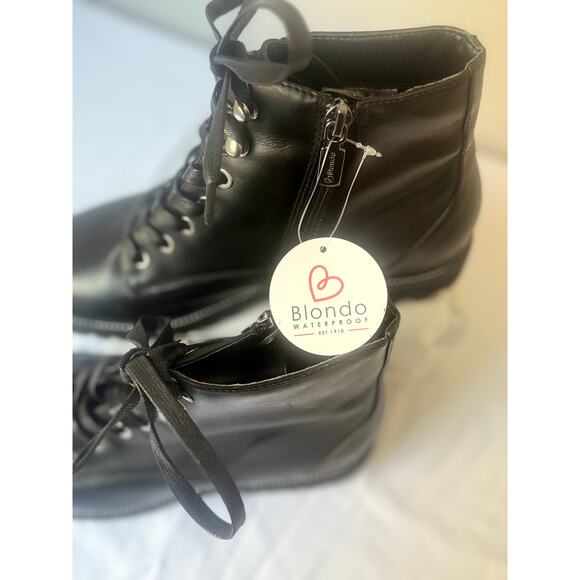 Blondo Waterproof Black Leather Combat Boots | Women’s Size 8.5 - Picture 5 of 9
